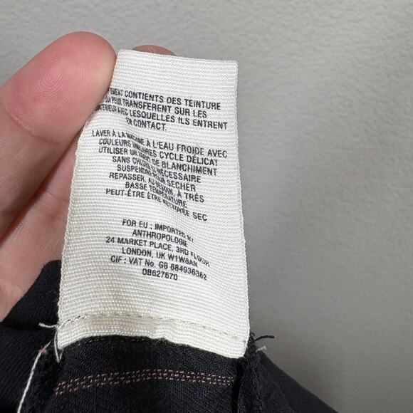 Hei Hei Anthropologie Large Pull On Cropped Pants Black Gold Striped Foldover - Picture 11 of 11